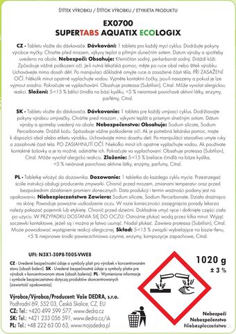 Etiketa k výrobku EX0700M
