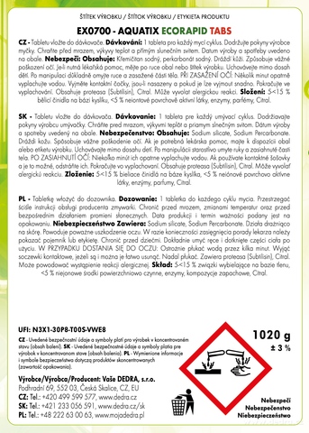 Etiketa k výrobku EX0700