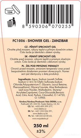 Etykieta produktu FC1006 Etykieta produktu FC1006