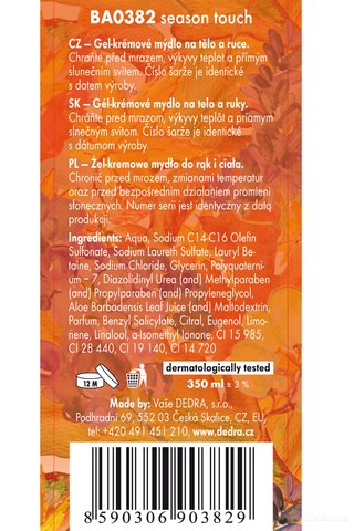 Etiketa k výrobku BA0382 Etiketa k výrobku BA0382