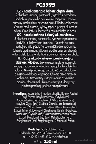 Etiketa k výrobku FC5995