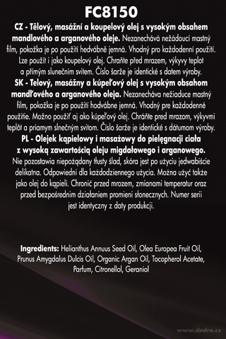 Etiketa k výrobku FC8150