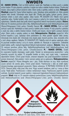 Etiketa k výrobku NW0076