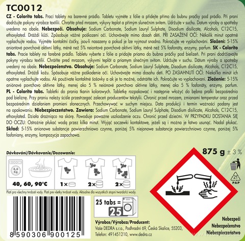 Etiketa k výrobku TC00123