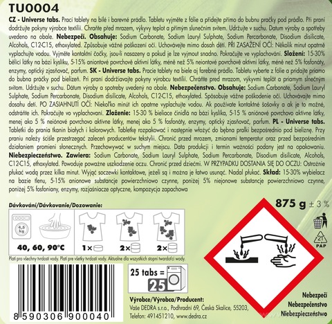 Etiketa k výrobku TU0004