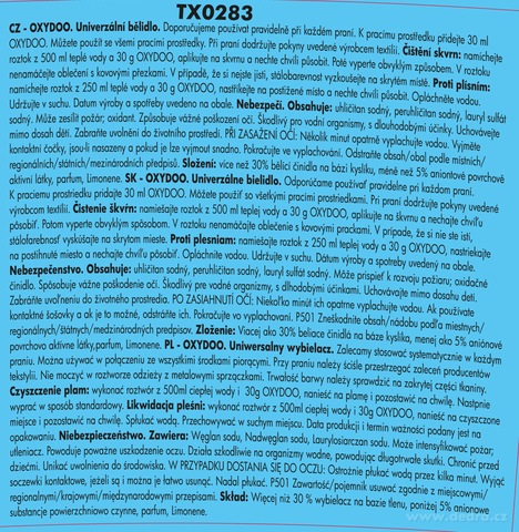 Etykieta produktu TX0283