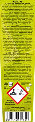 Etiketa k výrobku XG0775