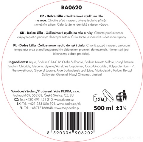 Etiketa k výrobku BA0620 Etiketa k výrobku BA0620