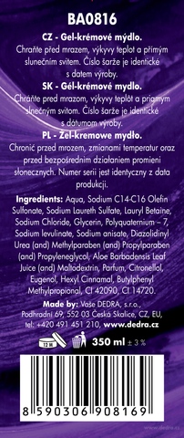 Etiketa k výrobku BA0816