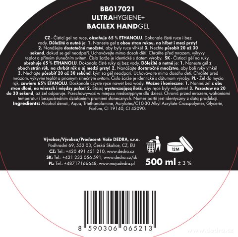 Etiketa k výrobku BB017021