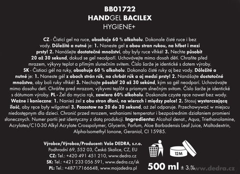 Etiketa k výrobku BB01722