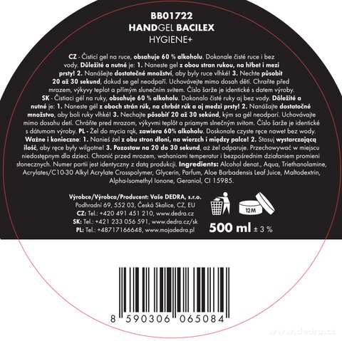 Etiketa k výrobku BB017222