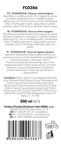 Etiketa k výrobku FC0386