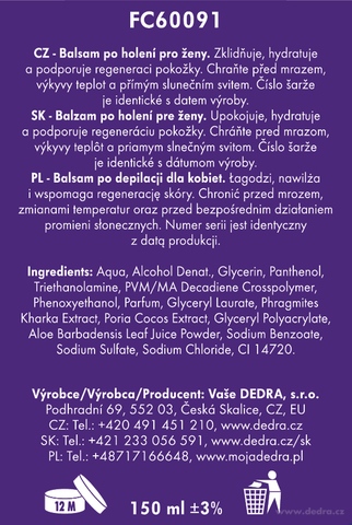 Etiketa k výrobku FC60091