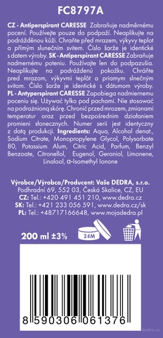 Etiketa k výrobku FC8797S