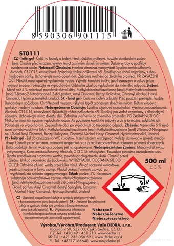 Etiketa k výrobku ST0111