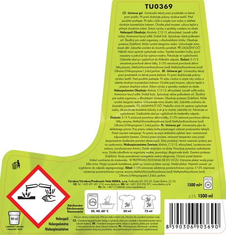 Etiketa k výrobku TU0369