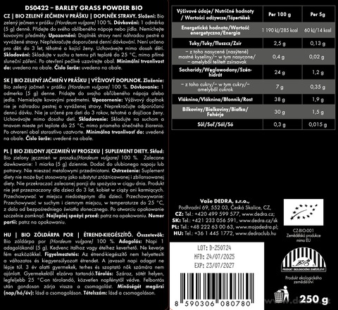 Etiketa k výrobku DS0422