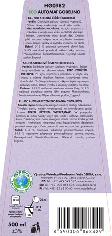 Etiketa k výrobku HG0982