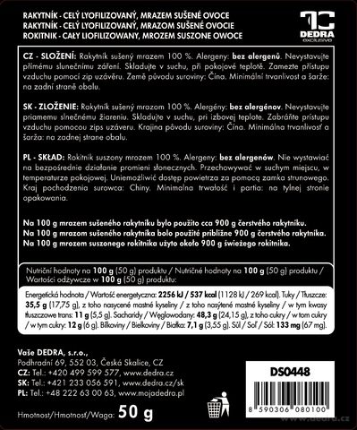 Etiketa k výrobku DS0448