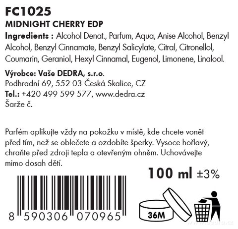 Etiketa k výrobku FC1025